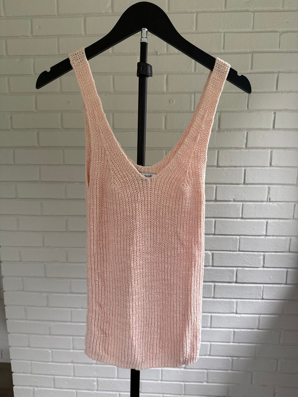Madewell Peach Knit Tank Top XS Cotton V Neck Sweater Vest Sleeveless Casual